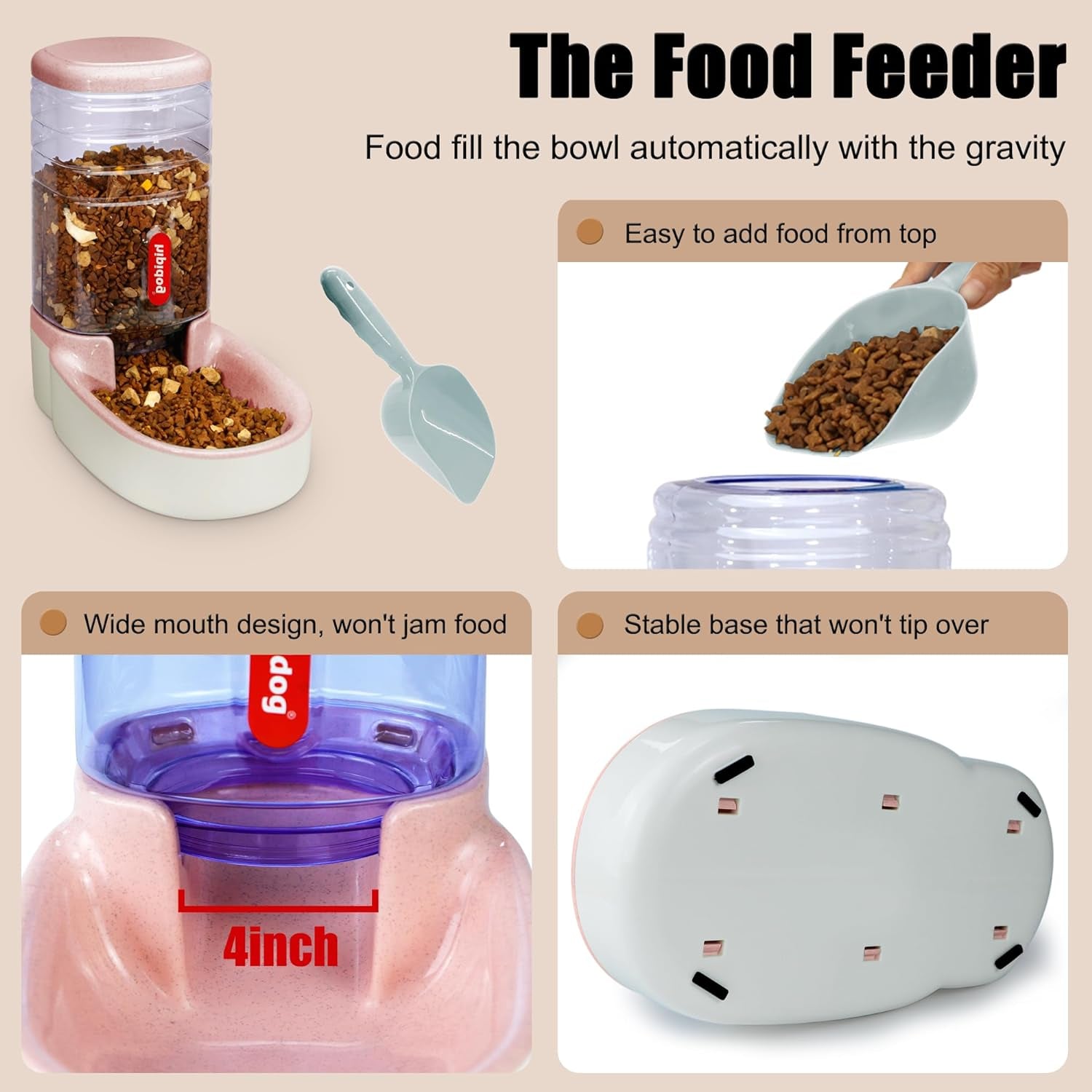 Automatic Pet Feeder Small&Medium Pets Automatic Food Feeder and Waterer Set 3.8L, Travel Supply Feeder and Water Dispenser for Dogs Cats Pets Animals