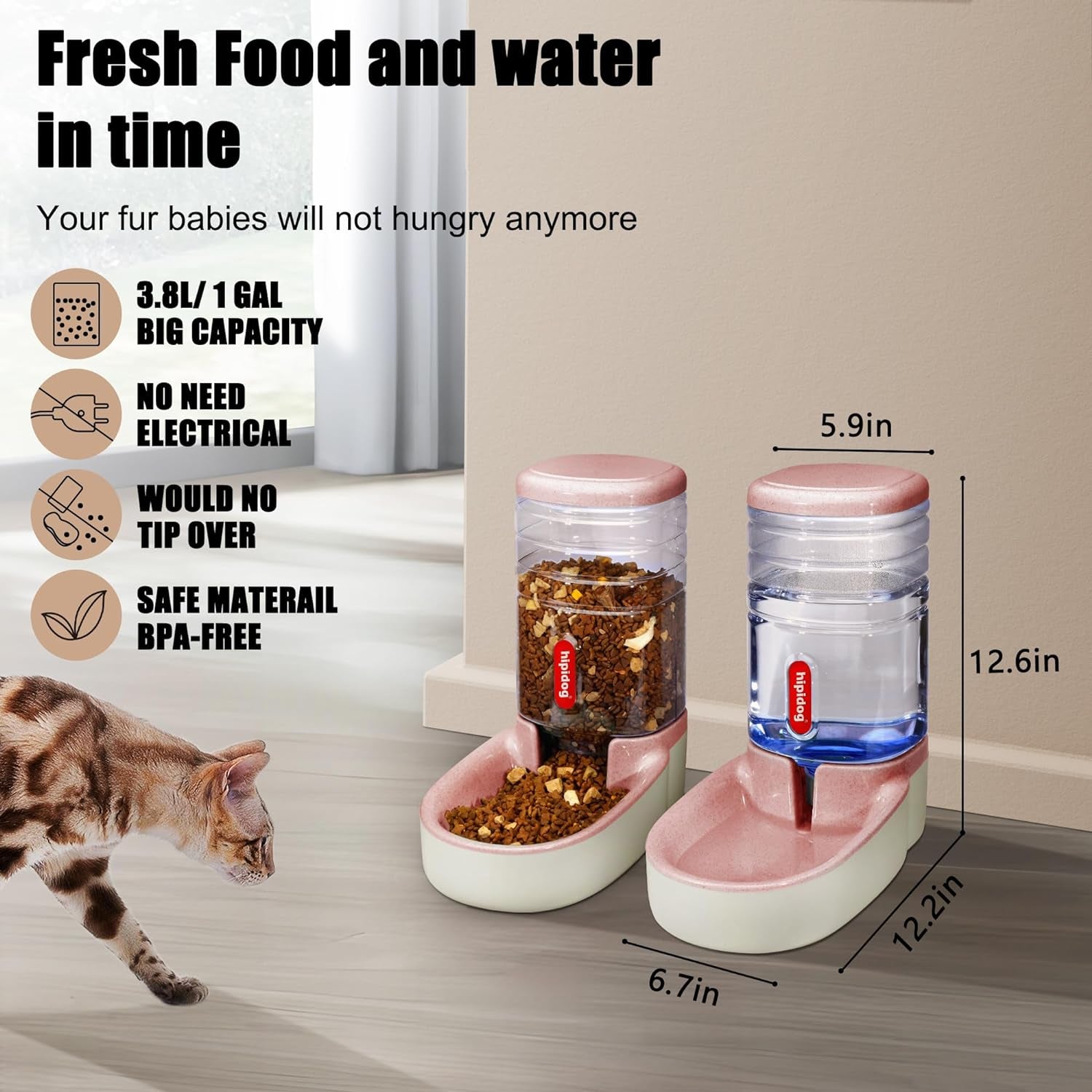 Automatic Pet Feeder Small&Medium Pets Automatic Food Feeder and Waterer Set 3.8L, Travel Supply Feeder and Water Dispenser for Dogs Cats Pets Animals