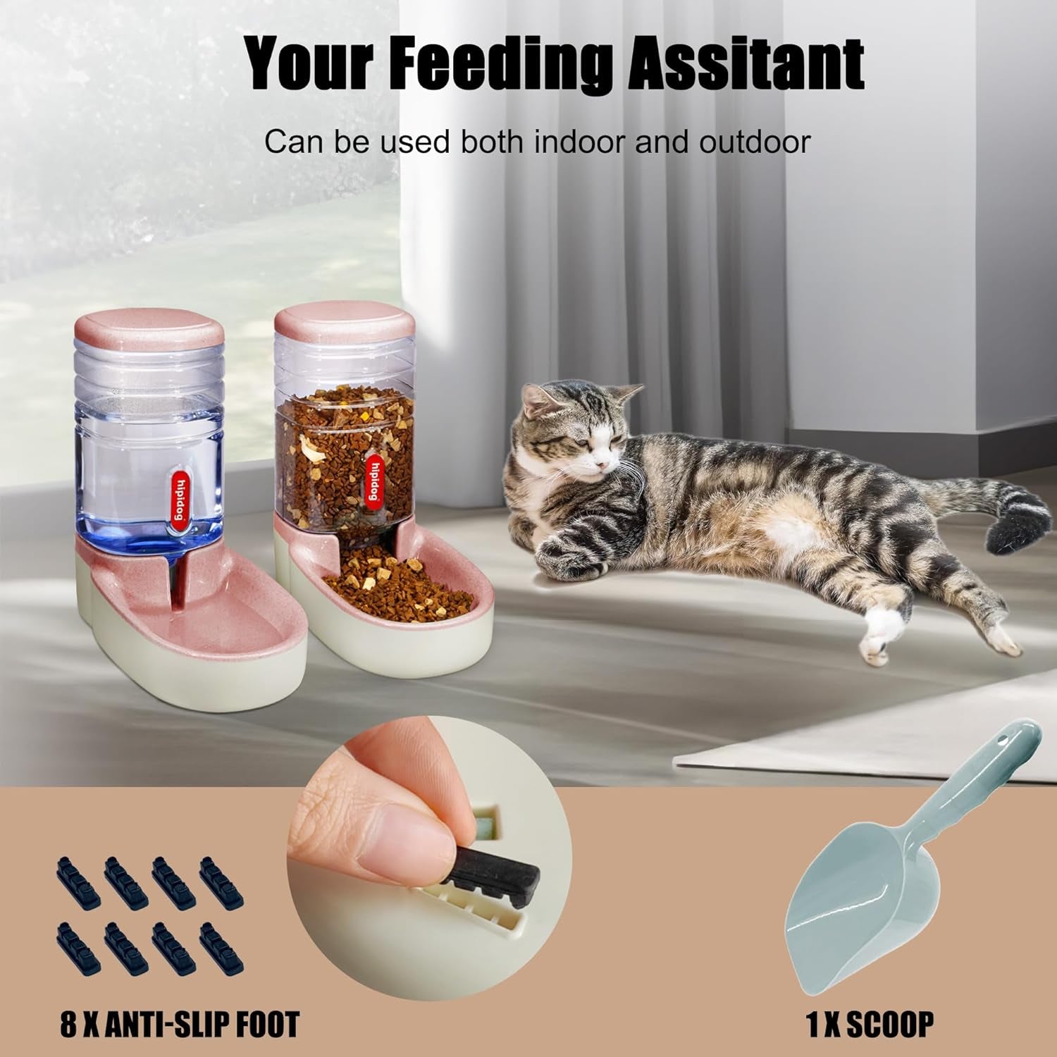 Automatic Pet Feeder Small&Medium Pets Automatic Food Feeder and Waterer Set 3.8L, Travel Supply Feeder and Water Dispenser for Dogs Cats Pets Animals